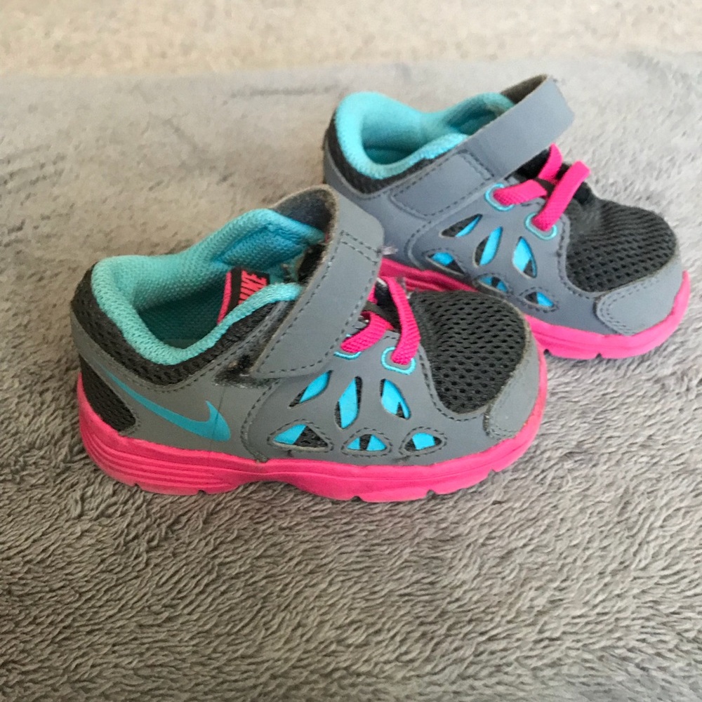 Toddler girl Nike running shoe.